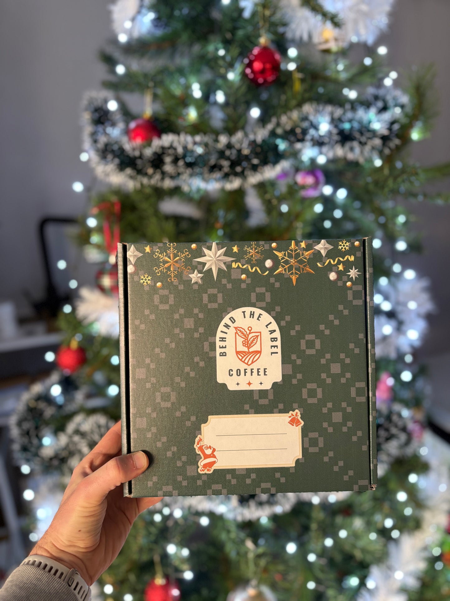 Christmas Gift Box. Delicious Coffee with Bean and Goose Chocolate